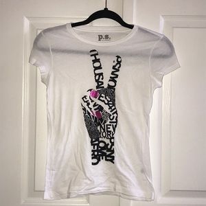 NWOT Aeropostale Vintage Y2K White Peace Sign Glitter Graphic T-shirt